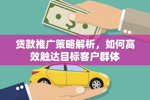 雾台贷款推广策略解析，如何高效触达目标客户群体