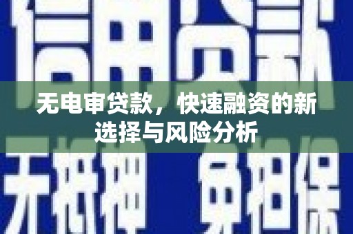 雾台无电审贷款，快速融资的新选择与风险分析