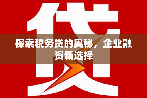 雾台探索税务贷的奥秘，企业融资新选择