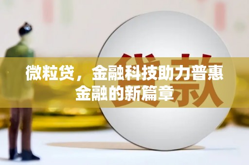 雾台微粒贷，金融科技助力普惠金融的新篇章