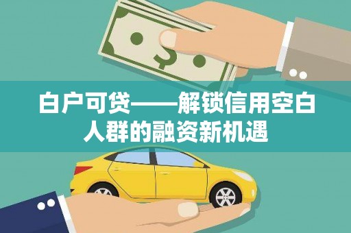 雾台白户可贷——解锁信用空白人群的融资新机遇
